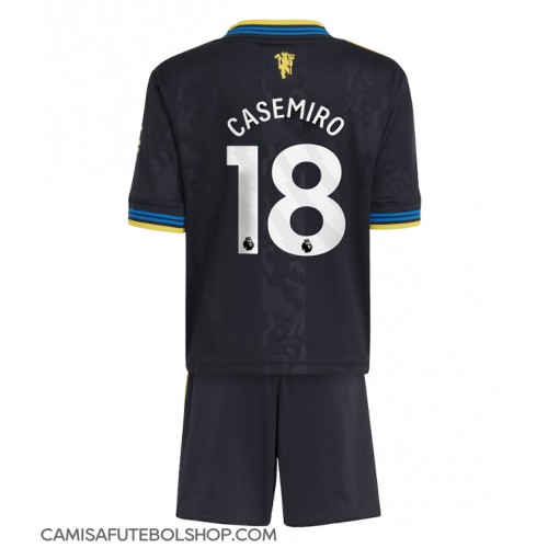 Camisa de time de futebol Manchester United Casemiro #18 Replicas 3º Equipamento Infantil 2025-26 Manga Curta (+ Calças curtas)